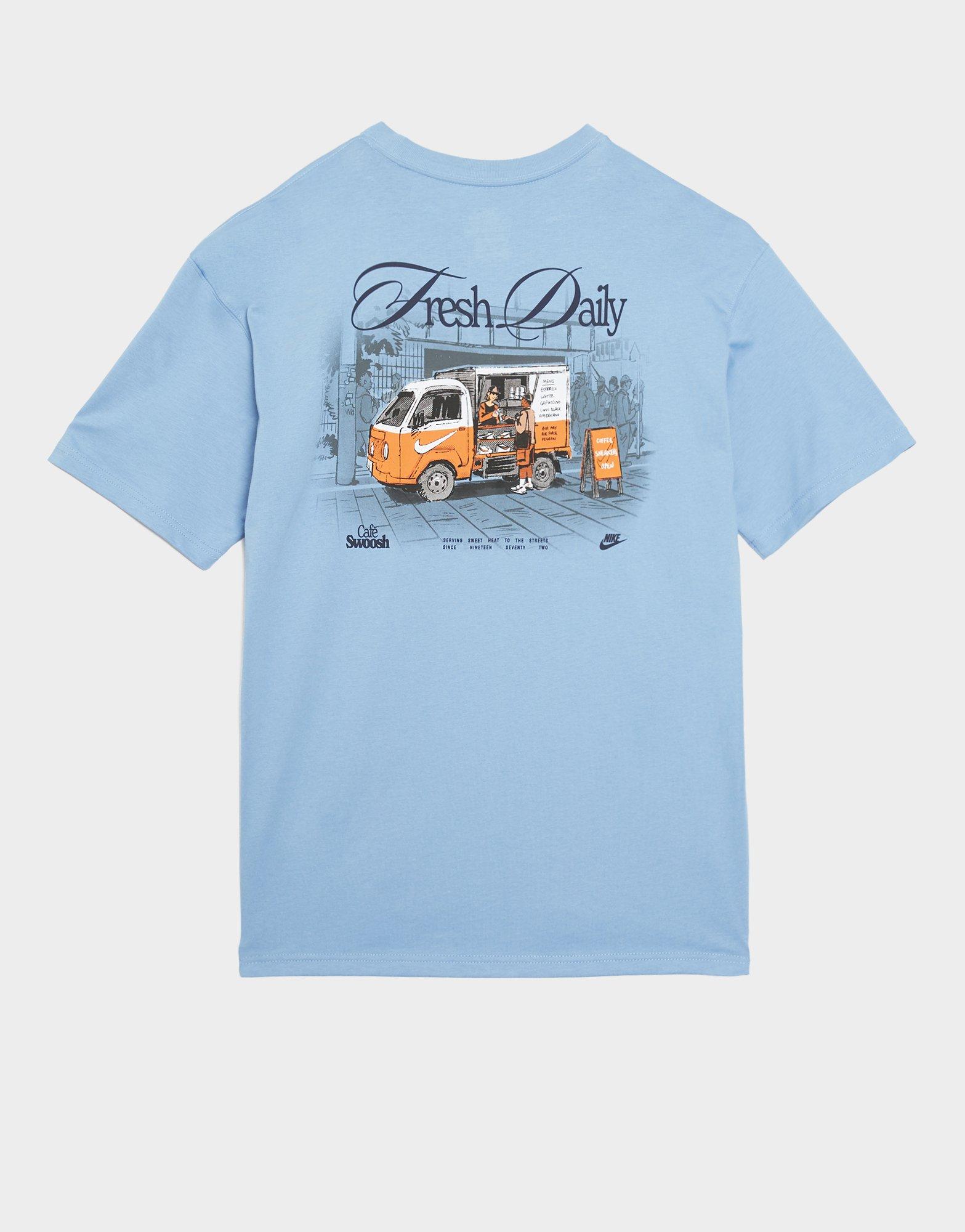 Koszulka, t-shirt męski NIKE T-SHIRT U NSW TEE LSE CAFE SWOOSH VAN IH1157-486 Niebieski