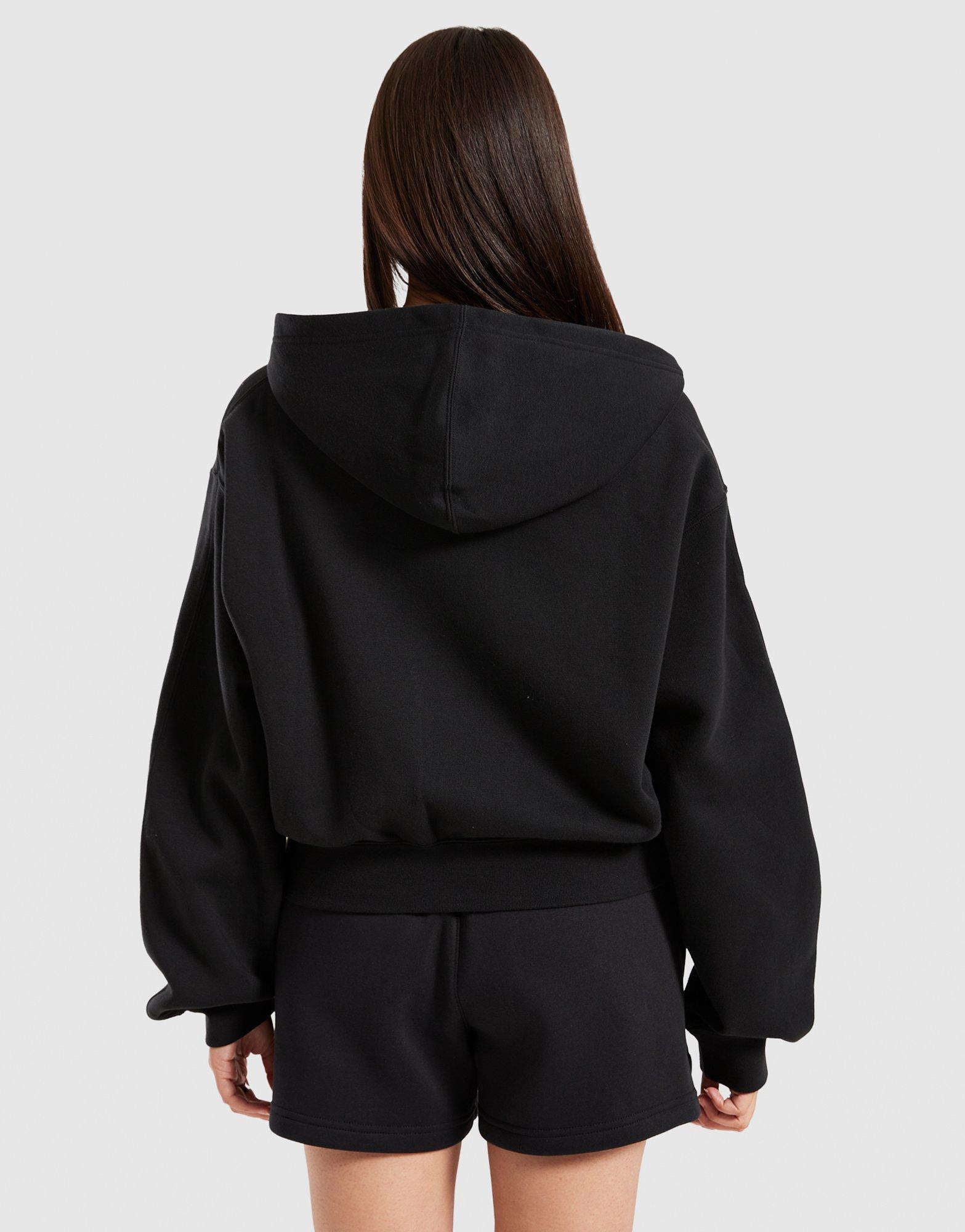 Női pulóver JORDAN PULÓVER CIPZÁRAS KAPUCNIS W J BRK FLC CROP IH3351-010 Fekete