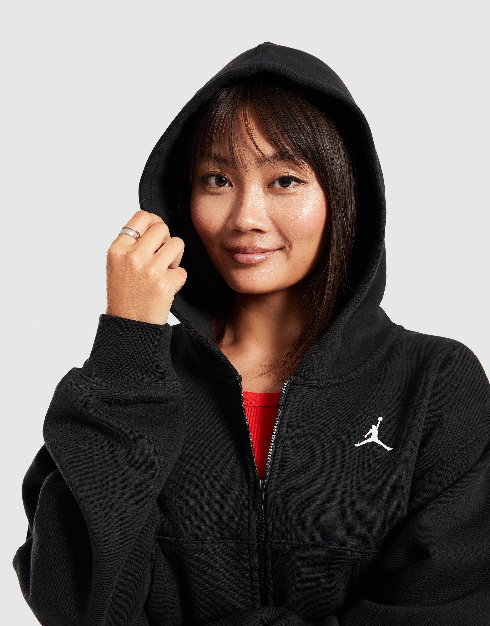 Női pulóver JORDAN PULÓVER CIPZÁRAS KAPUCNIS W J BRK FLC CROP IH3351-010 Fekete