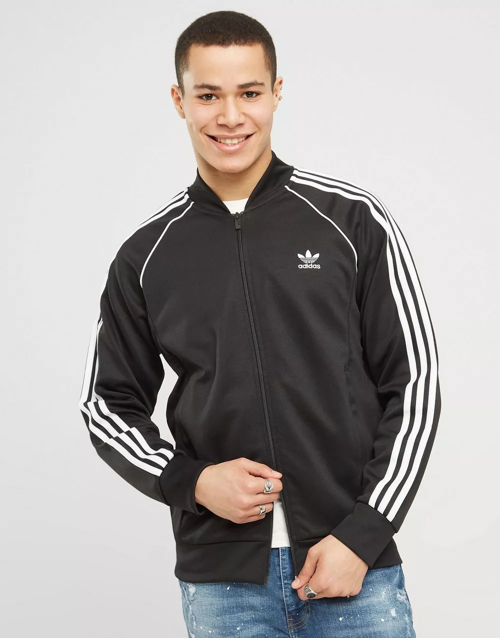ADIDAS КОФТА НА БЛИСКАВЦІ SSTAR TT BLK/WHT, фото 1 з 4