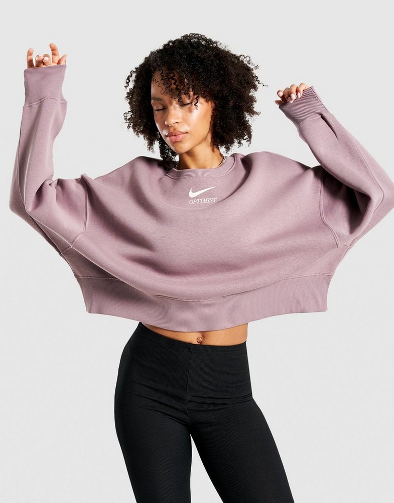 Ženski gornji dio trenirke NIKE VESTA W NSW PHNX FLC OS CREW IQ1431-204 smeđa