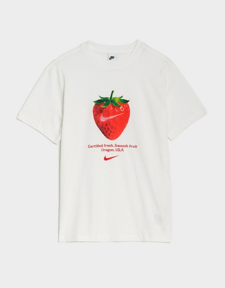 Női póló NIKE PÓLÓ W NSW FRT OS STWBRY TEE IQ3344-100 Fehér