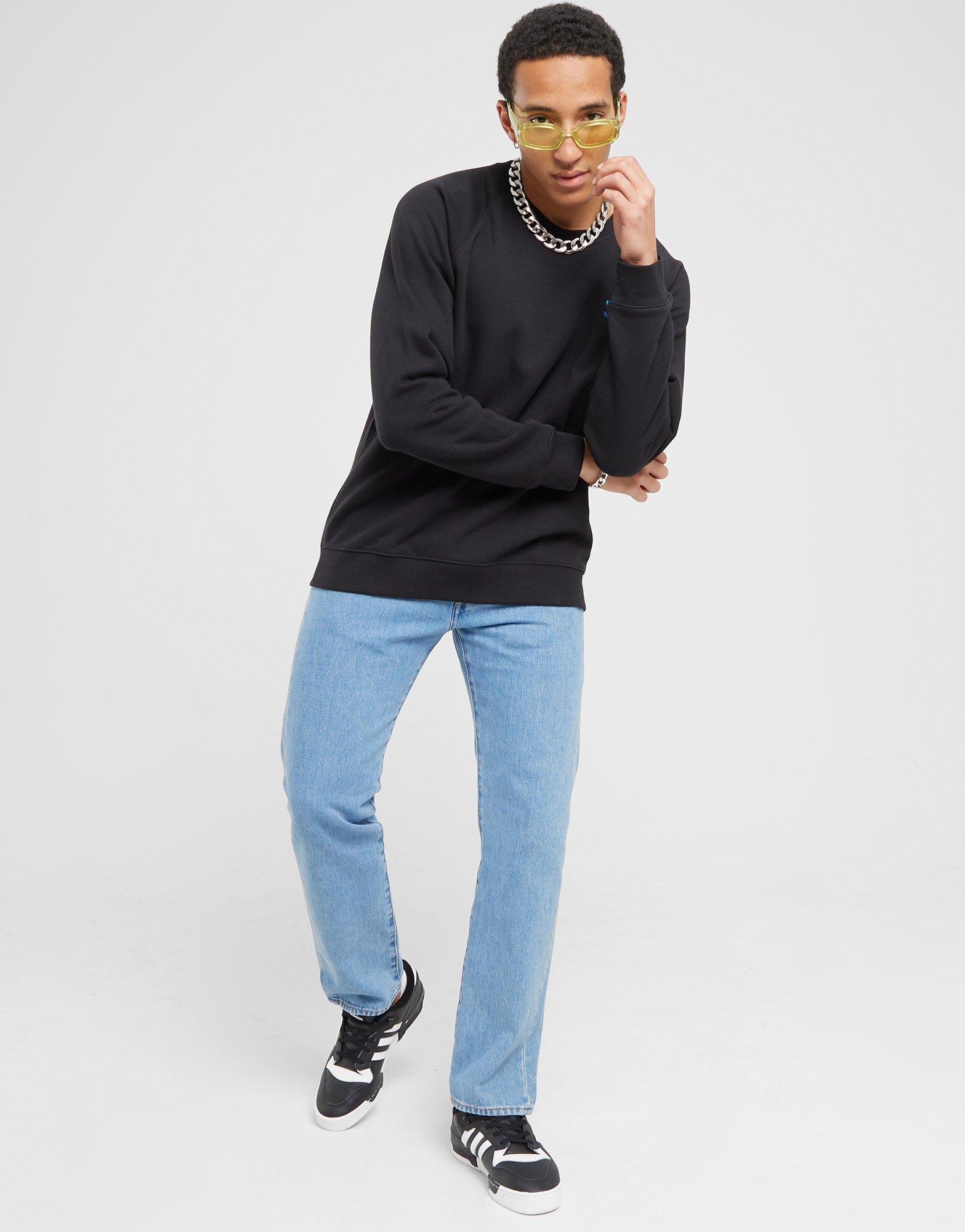 Bluza męska ADIDAS BLUZA TREF ESS CREW BLK/BLU IS2242 Czarny