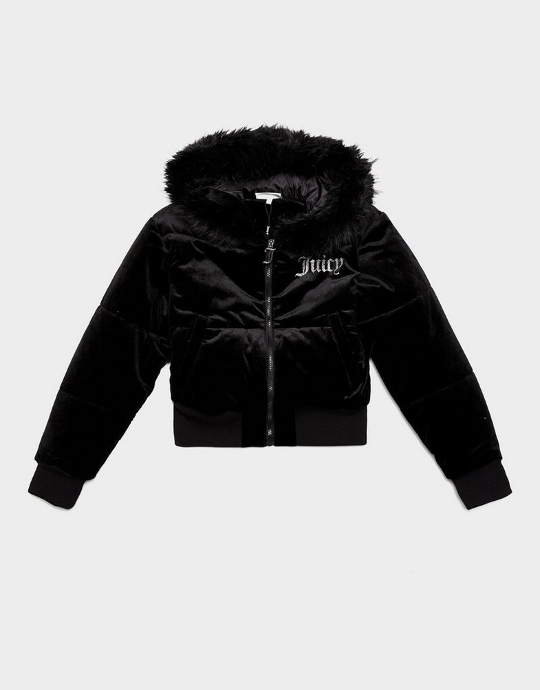 JUICY COUTURE BUNDA DMNT FUR VLR HD JKT BLK JCJDW448101 Čierna