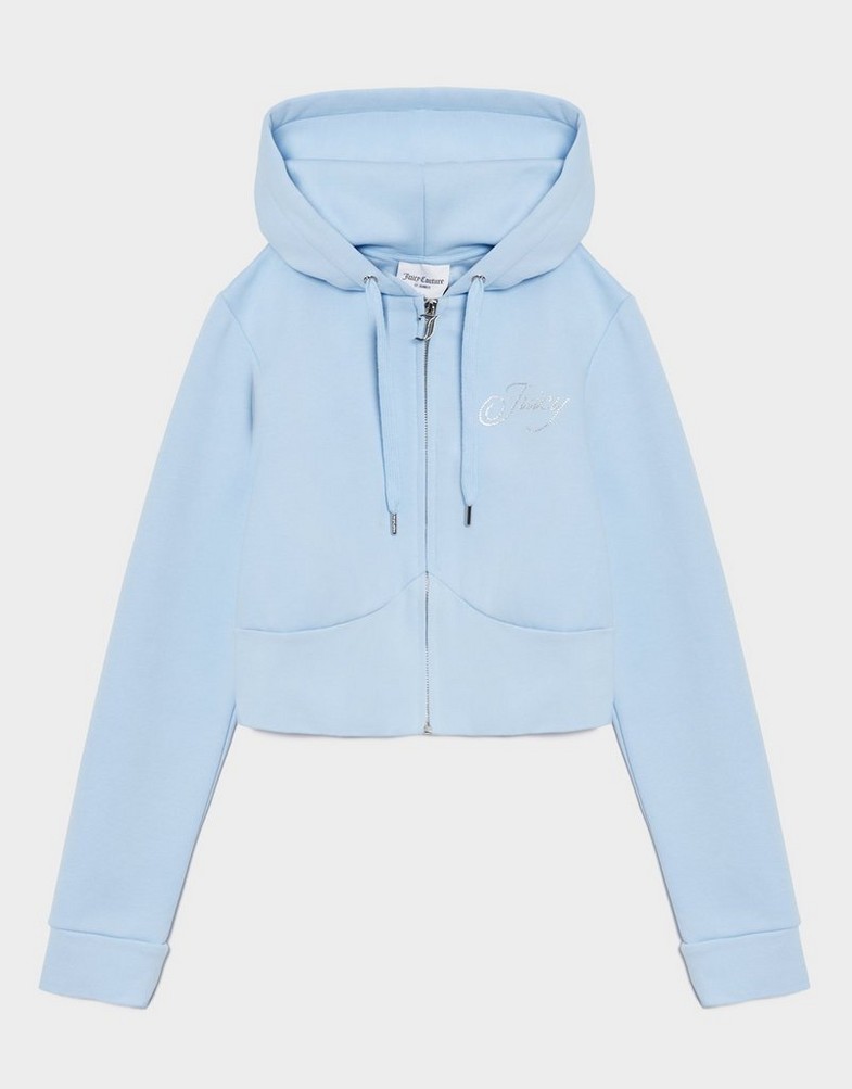 Жіночі кофти JUICY COUTURE КОФТА НА БЛИСКАВЦІ   З КАПЮШОНОМ SCRIPT FL JCJDW4491134 Блакитний