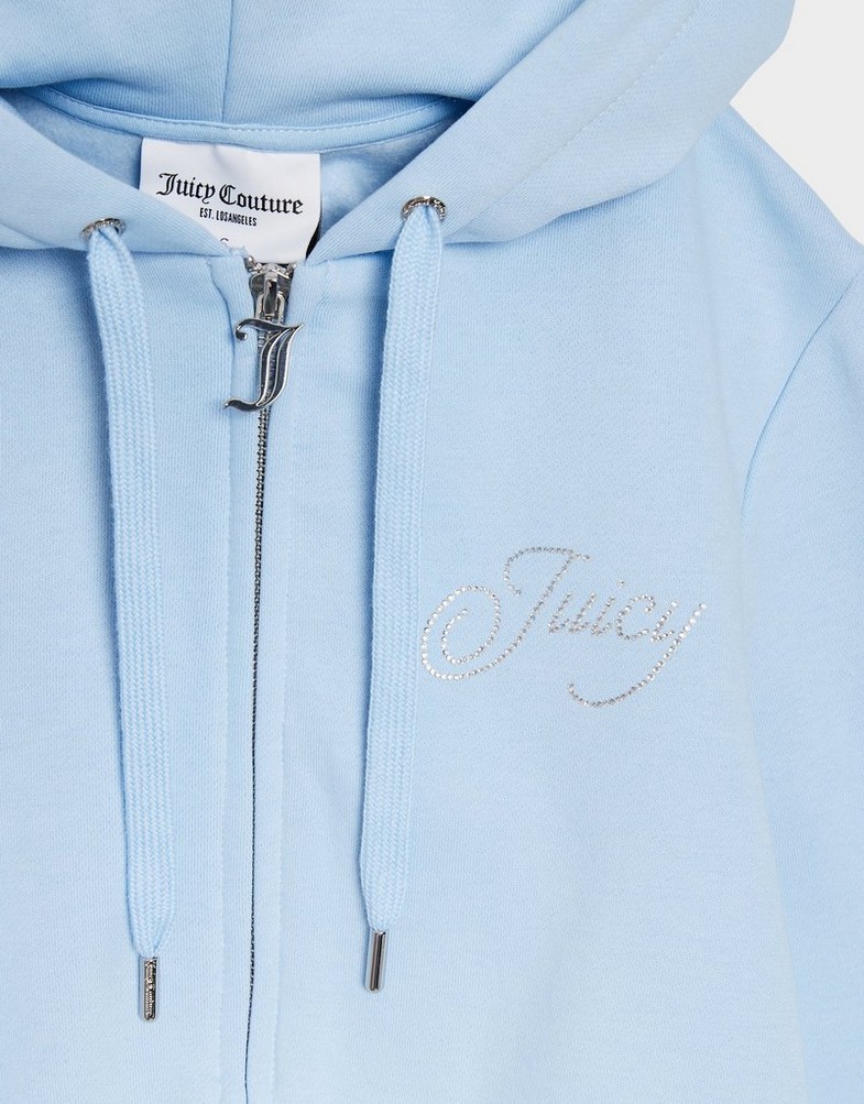 Жіночі кофти JUICY COUTURE КОФТА НА БЛИСКАВЦІ   З КАПЮШОНОМ SCRIPT FL JCJDW4491134 Блакитний