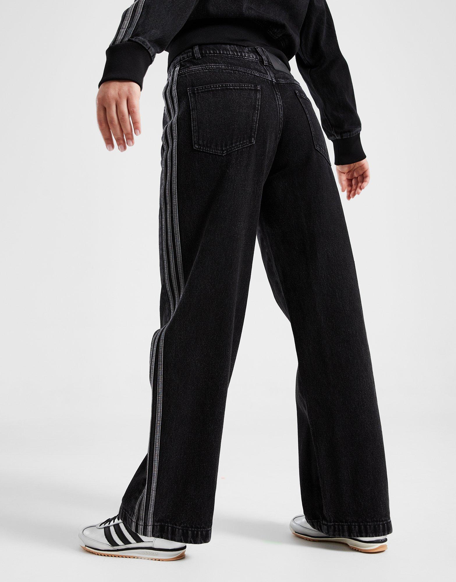 Moteriški džinsai ADIDAS KELNĖS ADICOLOR DENIM 3 STRIPES TRACKPANT JD3109 Juoda