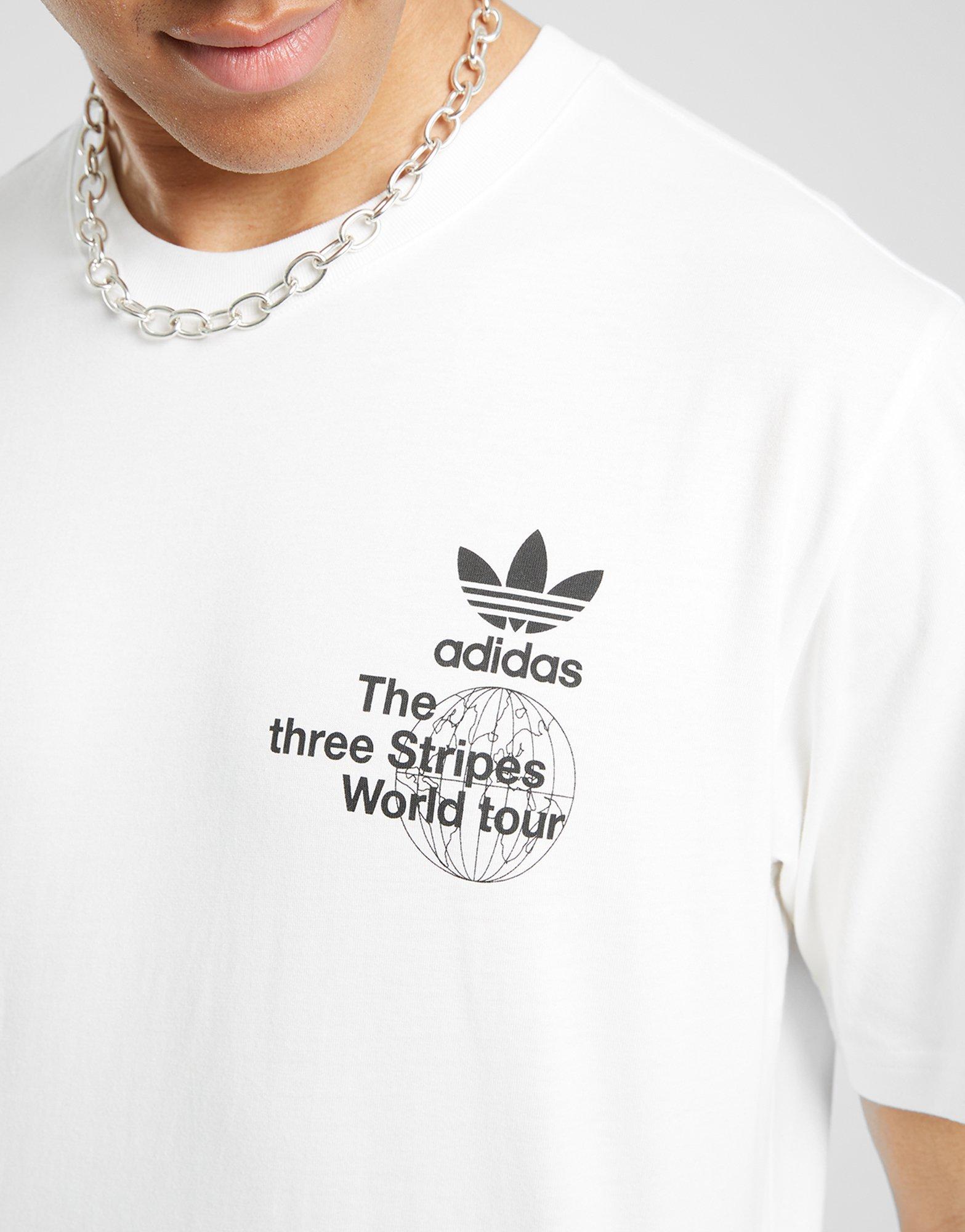 Vyriški marškiniai ADIDAS MARŠKINĖLIAI BAND TEES - WORLD TOUR ORIGINALS POLY CO JE4259 Balta