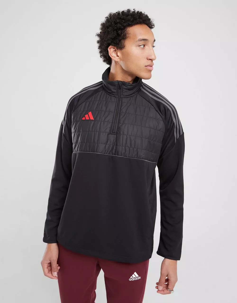 ADIDAS КОФТА НА БЛИСКАВЦІ TIRO WINT 1/4 ZIP BLK/RD, фото 1 з 3