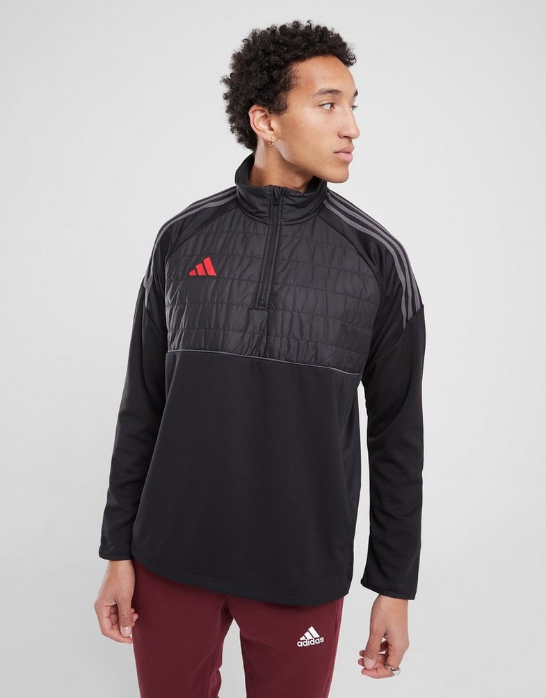 Férfi pulóverek ADIDAS PULÓVER CIPZÁRAS TIRO WINT 1/4 ZIP BLK/RD