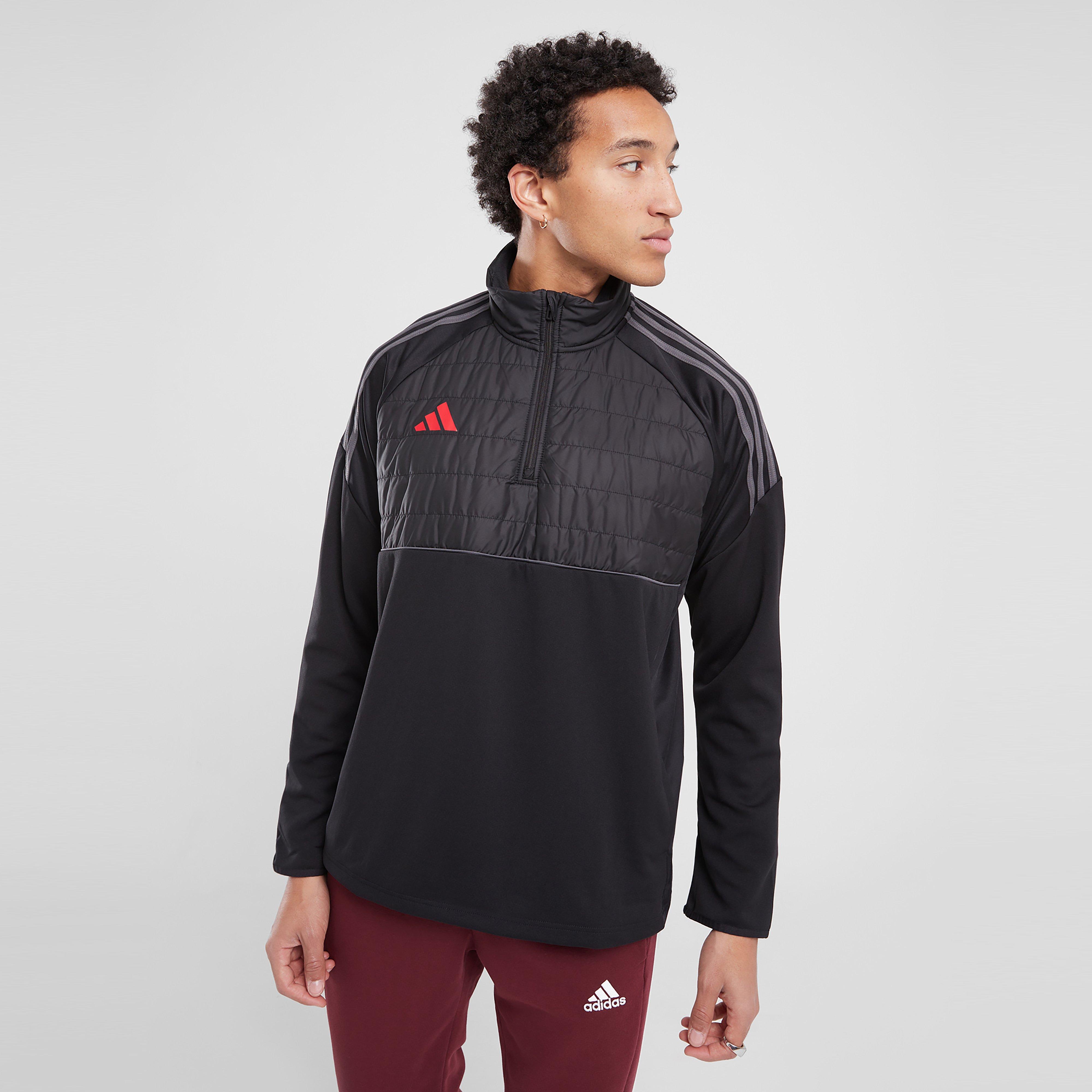 Férfi pulóverek ADIDAS PULÓVER CIPZÁRAS TIRO WINT 1/4 ZIP BLK/RD