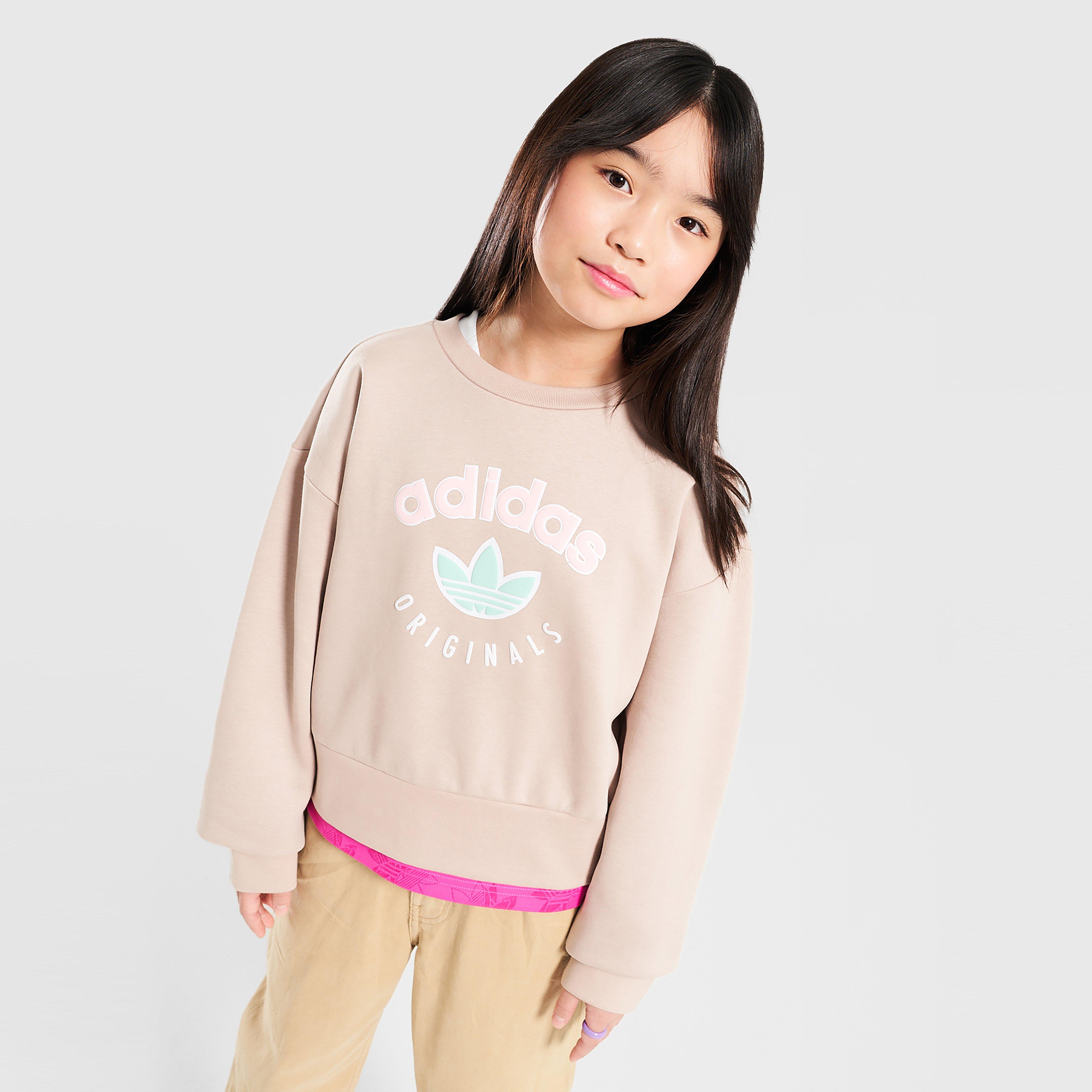 Bluză pentru copii ADIDAS BLUZĂ (G)LOGO CRP CREW BEIGE G