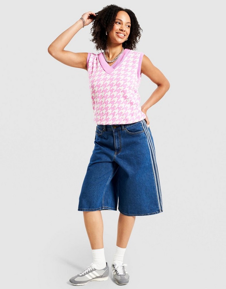 ADIDAS PANTALONI SCURȚI FIREBIRD DENIM JORTS Femei Albastru KD2915
