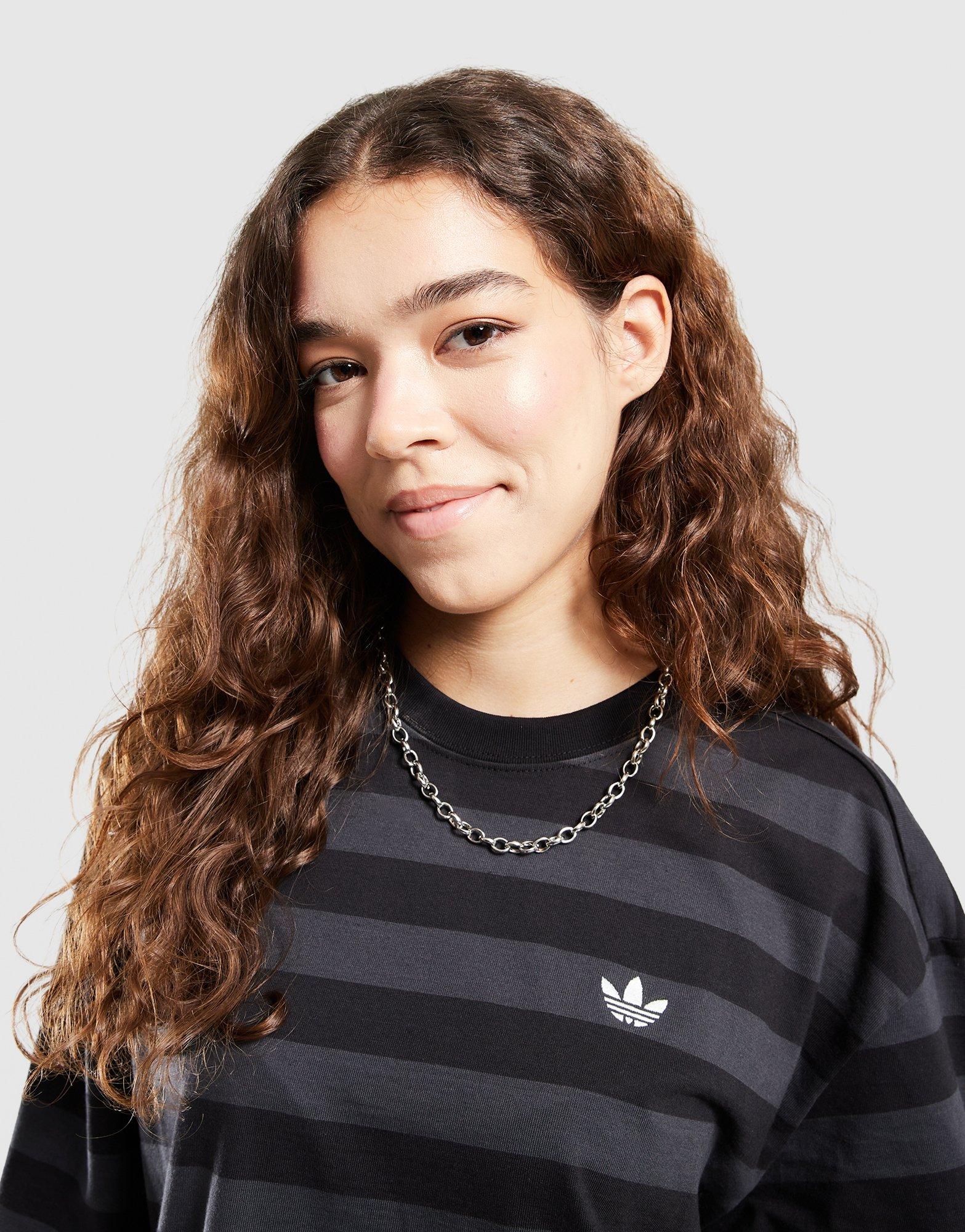 Koszulka, t-shirt damski ADIDAS T-SHIRT STRIPED SS TEE KF2321 Czarny