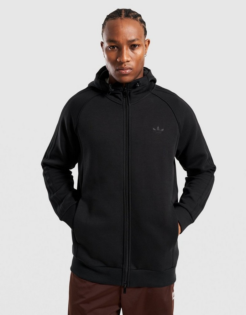 Bluză pentru bărbați ADIDAS BLUZĂ CU GLUGĂ SPACER FZ HD KG2229 Negru