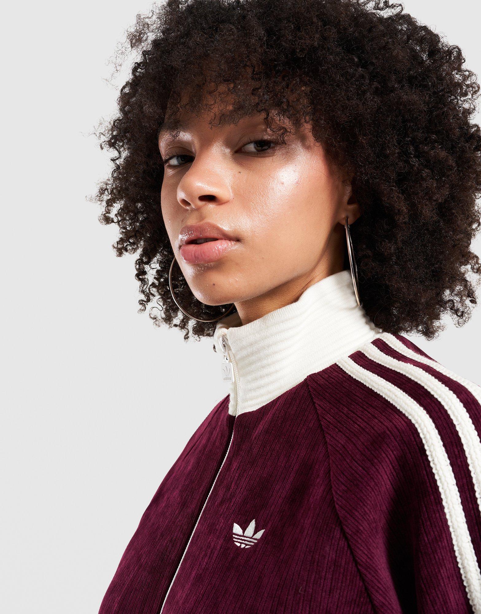 Bluza damska ADIDAS BLUZA ROZPINANA VELOUR KNIT TRACK TOP KS0400 Bordowy