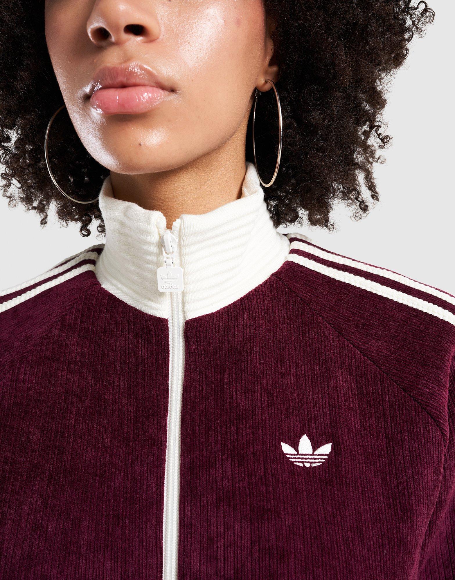 Bluza damska ADIDAS BLUZA ROZPINANA VELOUR KNIT TRACK TOP KS0400 Bordowy