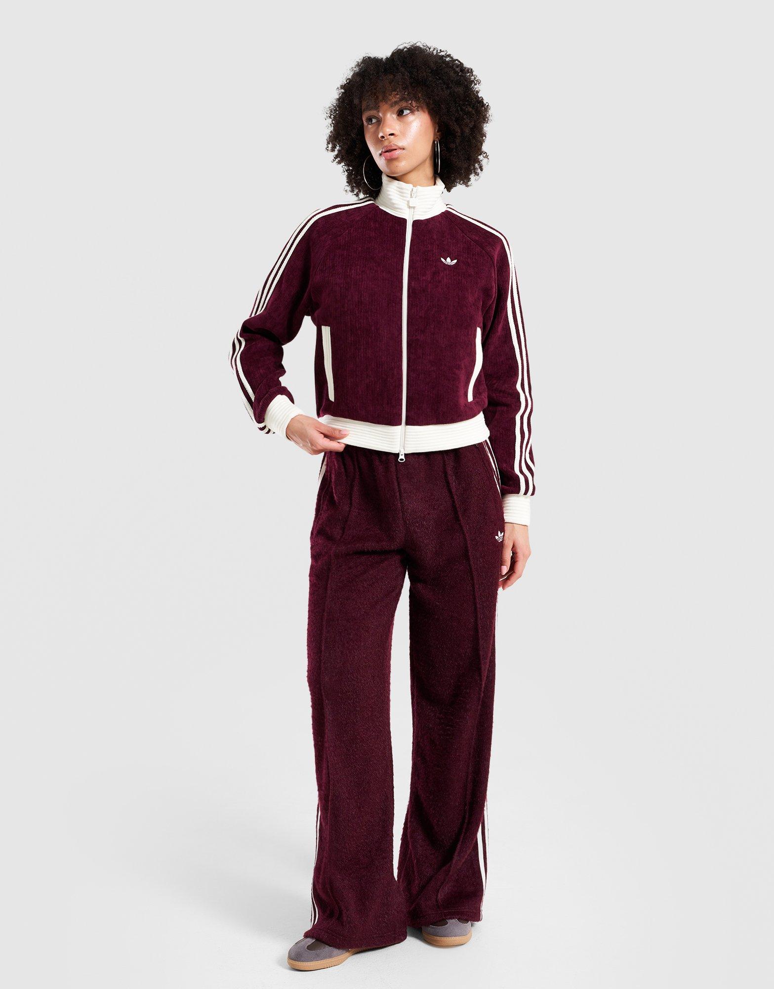 Bluza damska ADIDAS BLUZA ROZPINANA VELOUR KNIT TRACK TOP KS0400 Bordowy