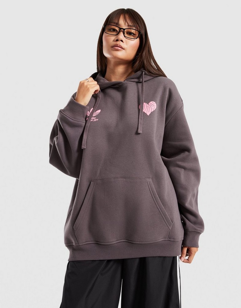 Bluză pentru femei ADIDAS BLUZĂ CU GLUGĂ HEART OS HOOD KS5447 Gri