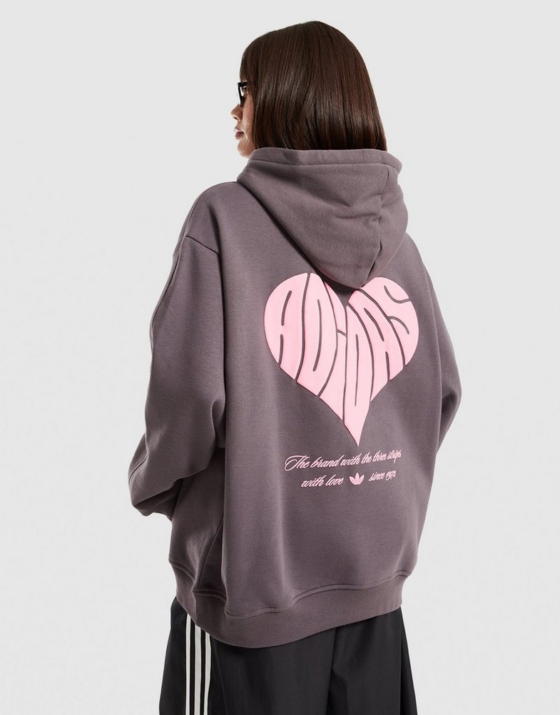 Bluză pentru femei ADIDAS BLUZĂ CU GLUGĂ HEART OS HOOD KS5447 Gri