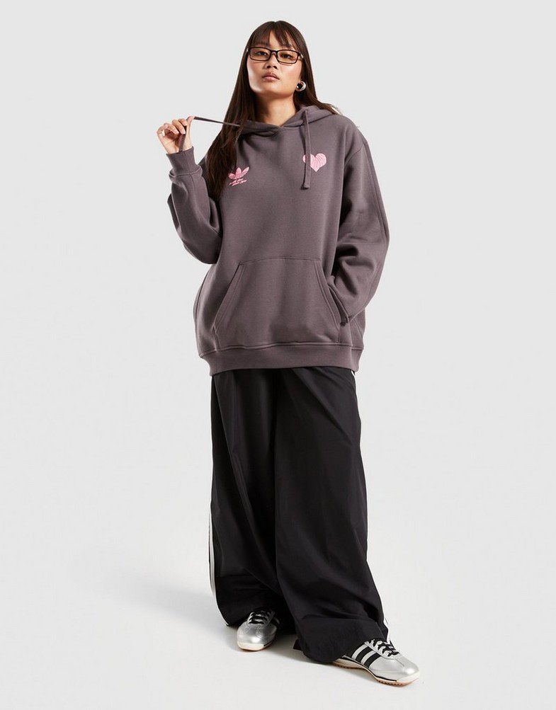 Bluză pentru femei ADIDAS BLUZĂ CU GLUGĂ HEART OS HOOD KS5447 Gri