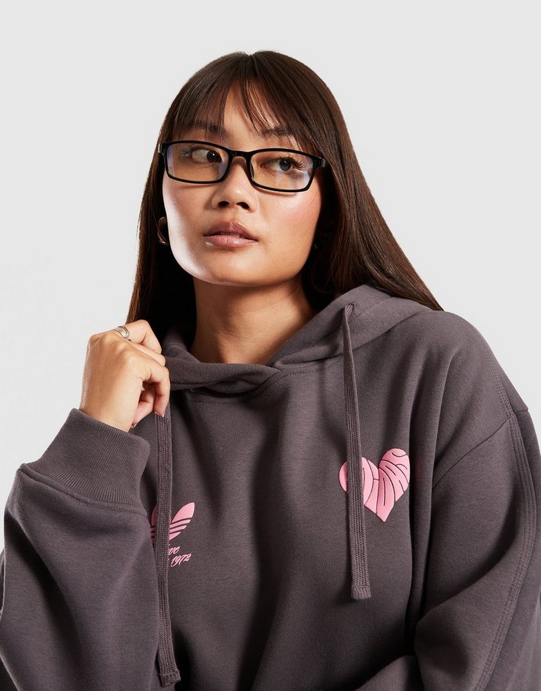 Bluză pentru femei ADIDAS BLUZĂ CU GLUGĂ HEART OS HOOD KS5447 Gri