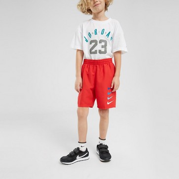 Krótkie spodenki, szorty dziecięce NIKE SWIM SZORTY STACKED SWOOSH SWIM RED