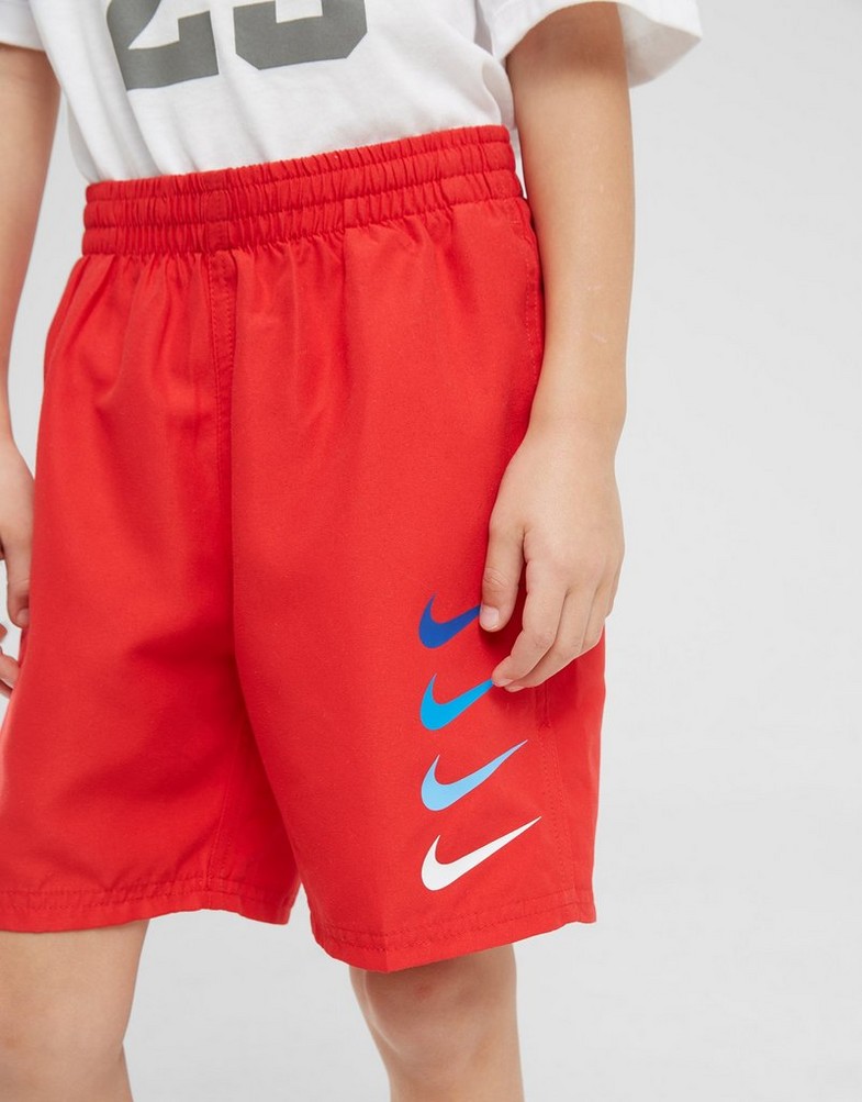 Krótkie spodenki, szorty dziecięce NIKE SWIM SZORTY STACKED SWOOSH SWIM RED