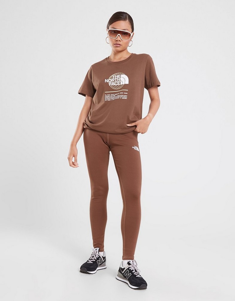 Legginsy damskie THE NORTH FACE LEGGINGS WORLD GRAPHIC LEGGIN BROWN