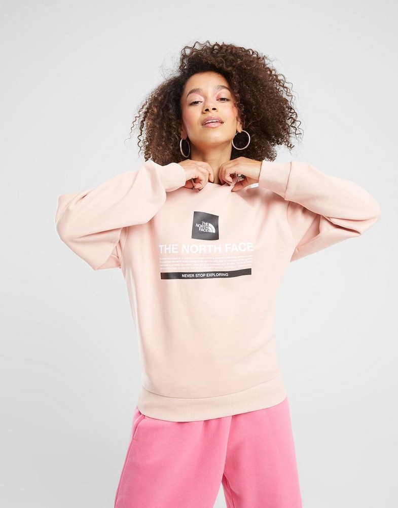 Ženski gornji dio trenirke THE NORTH FACE VESTA BOX GRPHC CREW PNK/BLK NF0A88F0LK61 ružičasta