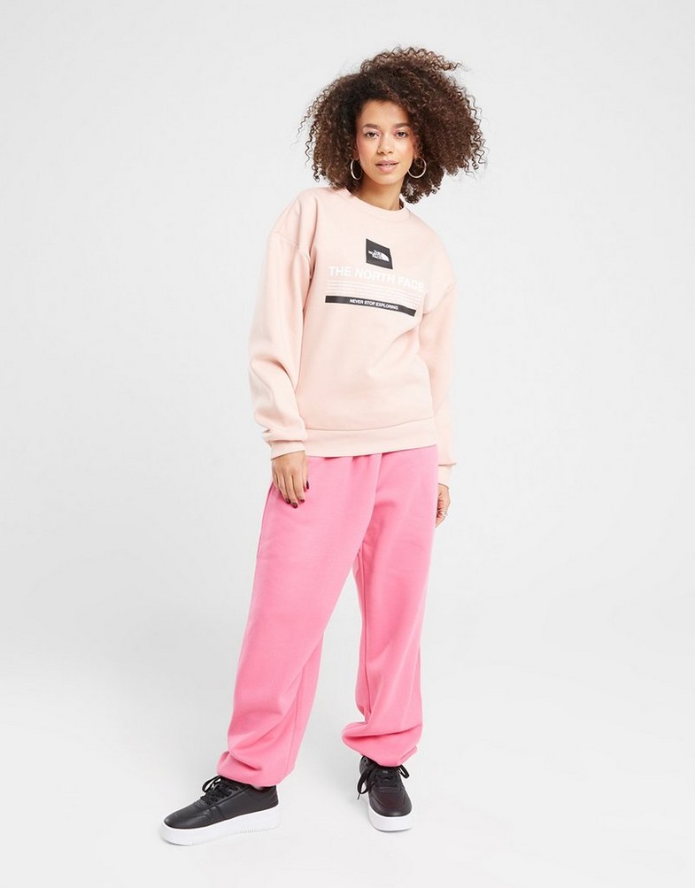 Ženski gornji dio trenirke THE NORTH FACE VESTA BOX GRPHC CREW PNK/BLK NF0A88F0LK61 ružičasta