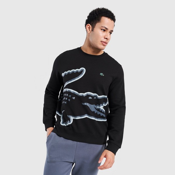 LACOSTE BLUZA LARGE CROC SWEAT BLACK