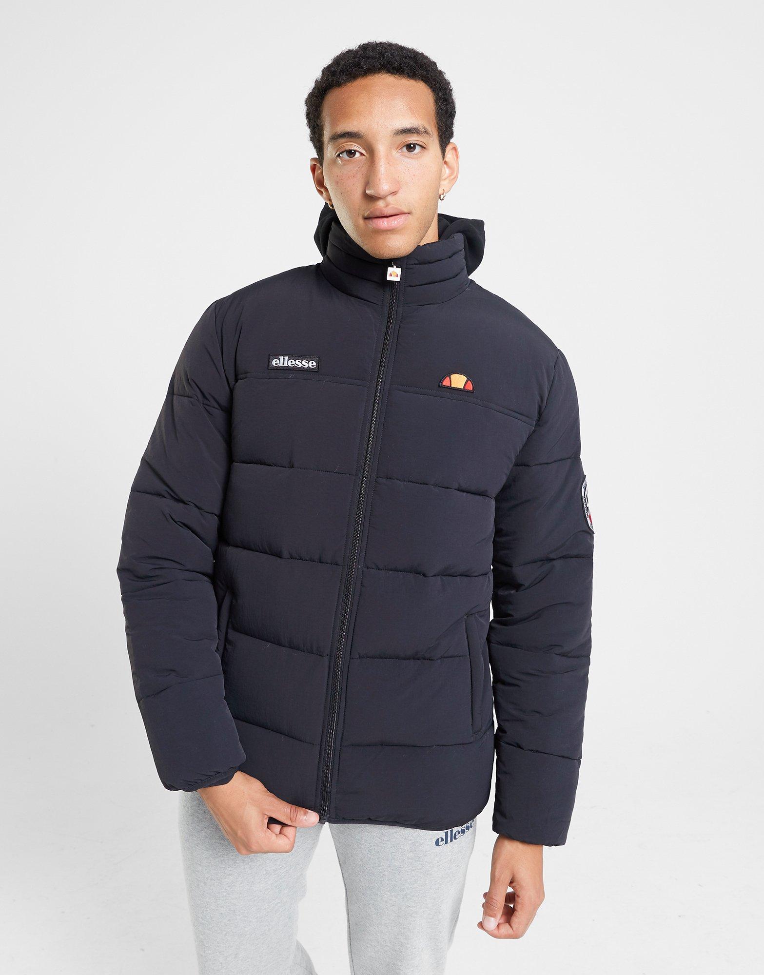 Polyamide Jacket Ellesse Men's Nebula Padded Jacket - Black With Embroidered Logo Ellesse Men's Nebula Padded Jacket Black Men