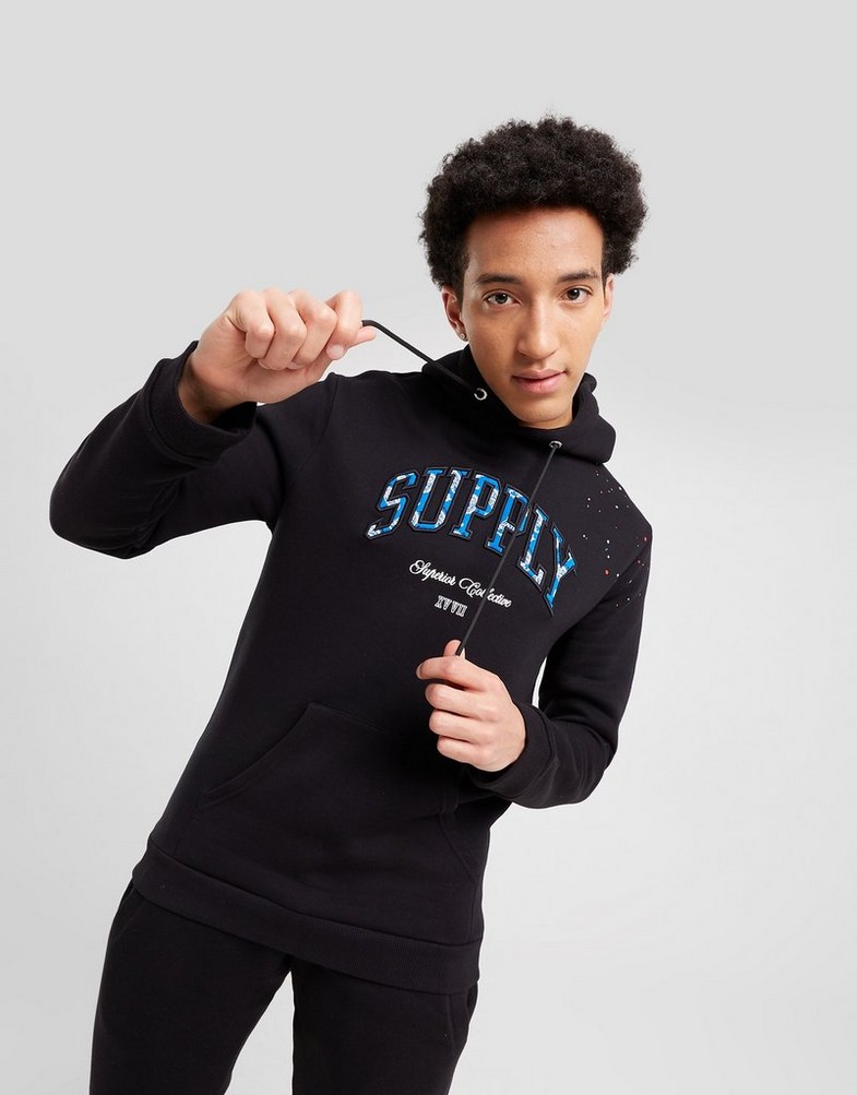 Bluza męska SUPPLY&DEMAND BLUZA TEAM SPLATTER HOOD ZIP BLACK SUPTM16368 Czarny