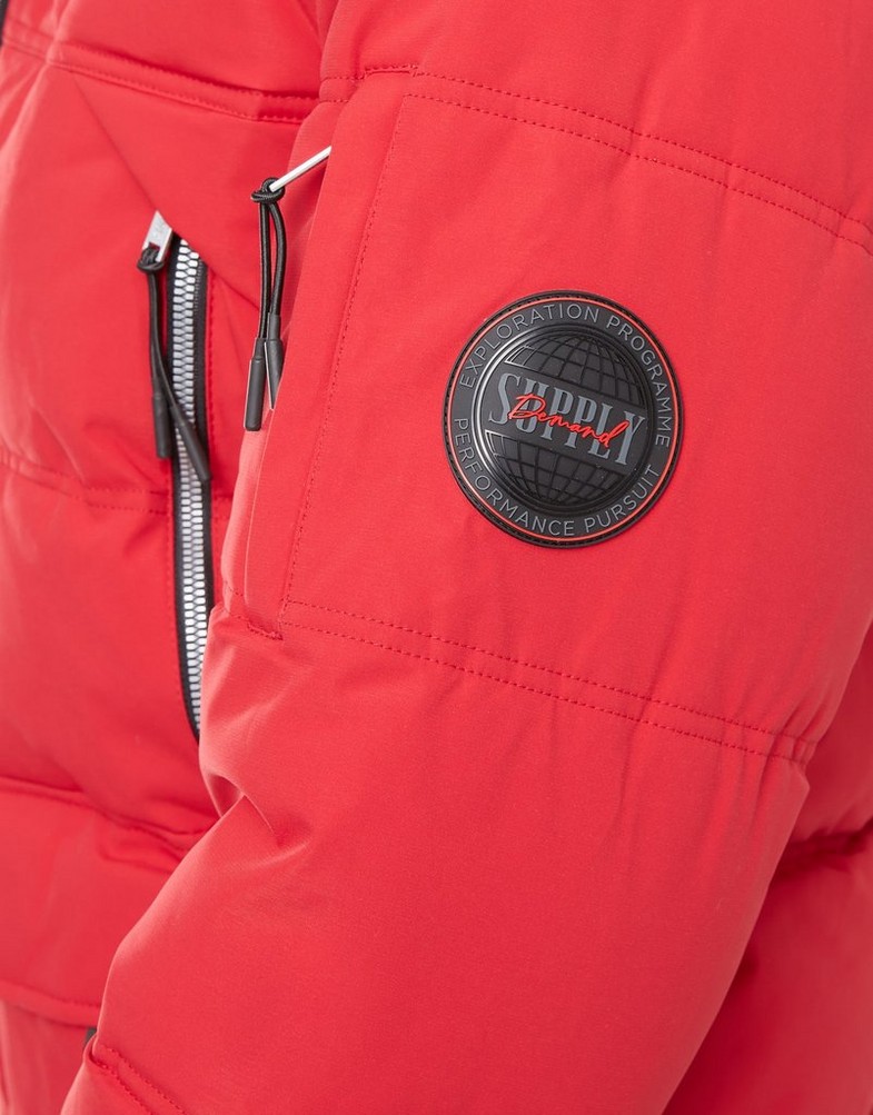 Férfi kabát SUPPLY&DEMAND KABÁT TÉLI TAYMORE SHORT PARKA SUPTM16634 Piros