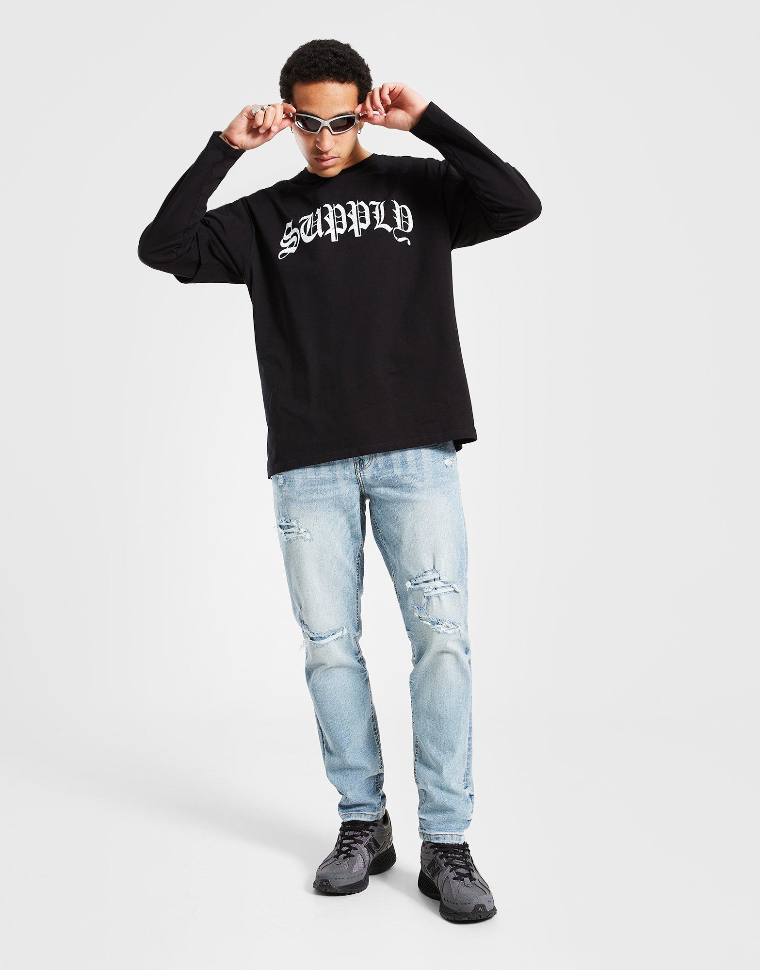 Férfi póló SUPPLY&DEMAND PÓLÓ COREY LS TEE SUPTM17683007 Fekete