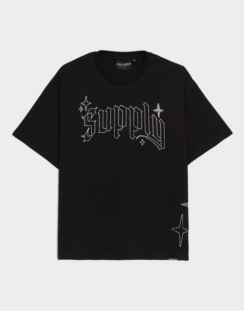 Koszulka, t-shirt męski SUPPLY&DEMAND T-SHIRT SHARD TEE BLK-BLK SUPTM17690007 Czarny