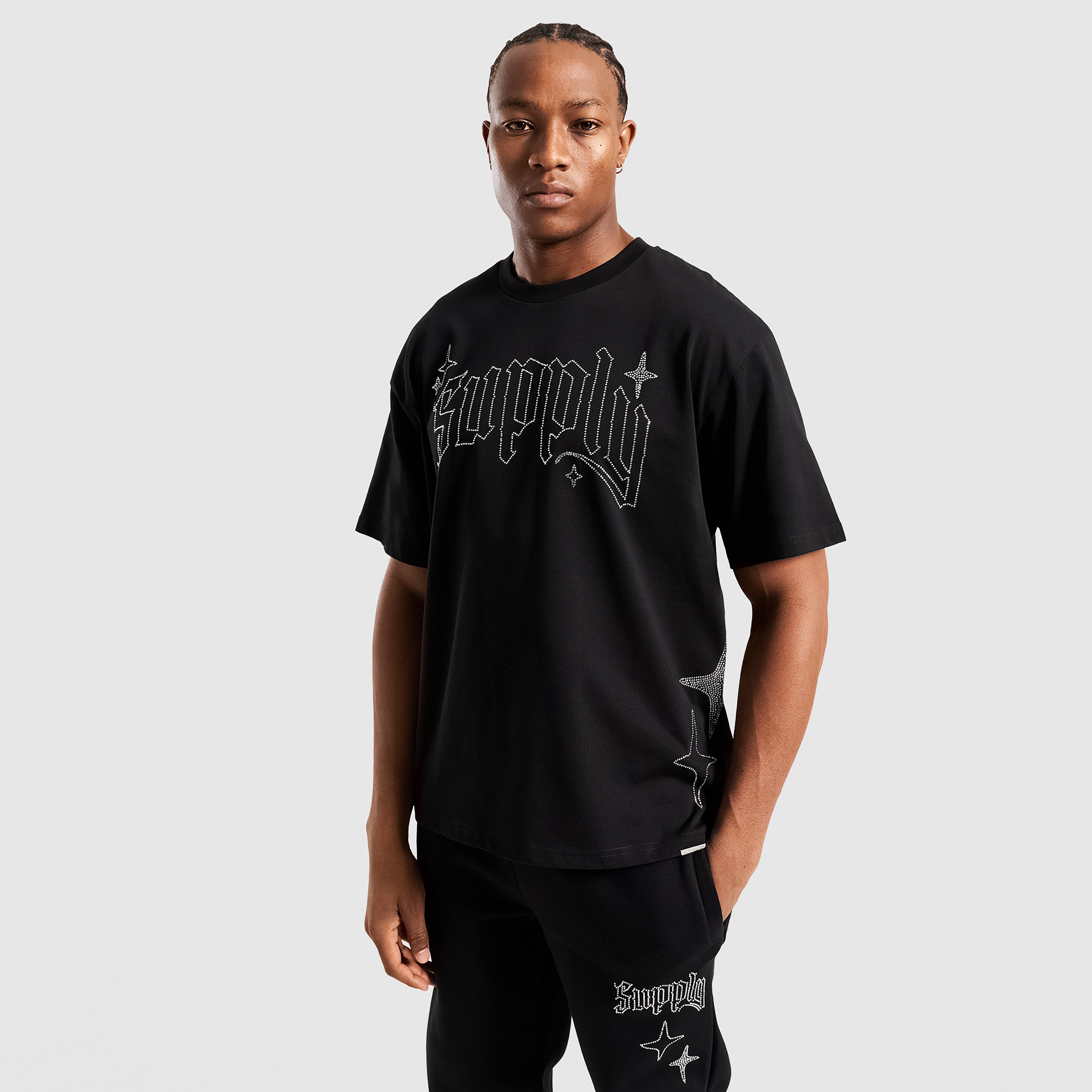 Férfi póló SUPPLY&DEMAND PÓLÓ SHARD TEE BLK-BLK