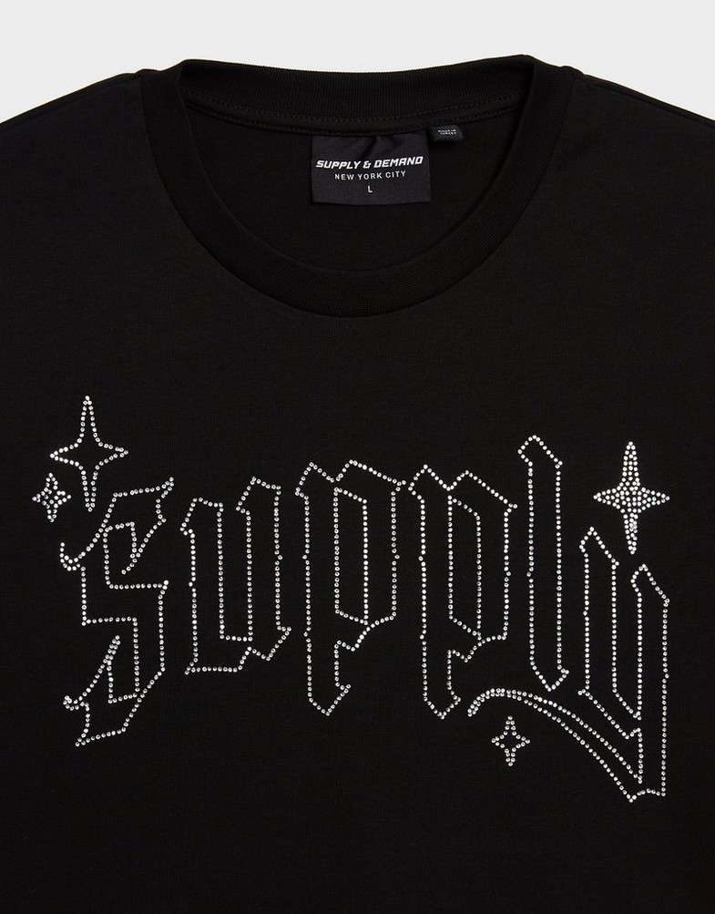 Koszulka, t-shirt męski SUPPLY&DEMAND T-SHIRT SHARD TEE BLK-BLK SUPTM17690007 Czarny