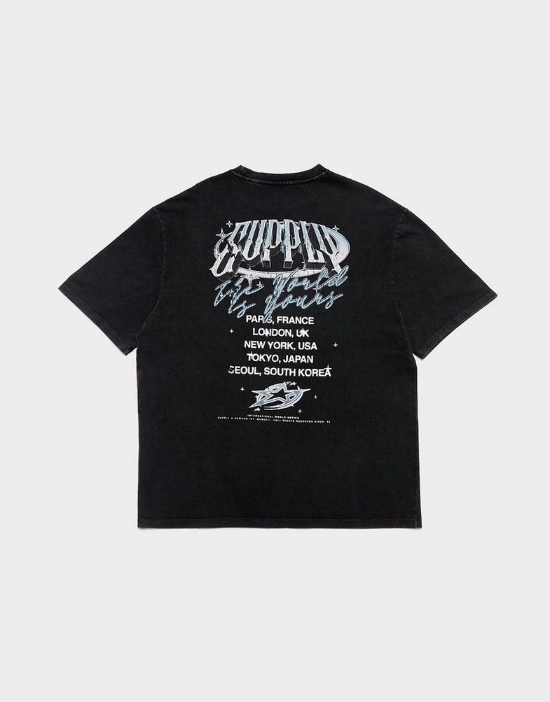 Pánske tričko SUPPLY&DEMAND TRIČKO CHROME STAR TEE BLK-BLK SUPTM17699007 Čierna