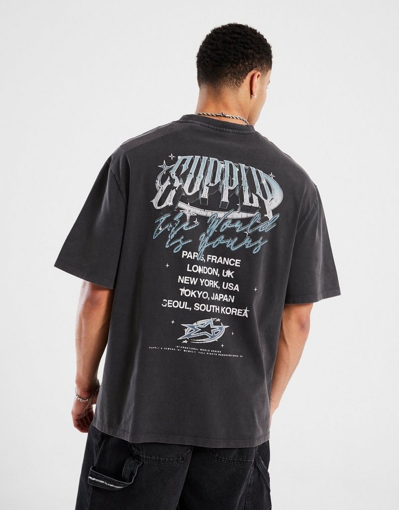 Tricou pentru bărbați SUPPLY&DEMAND TRICOU CHROME STAR TEE BLK-BLK SUPTM17699007 Negru