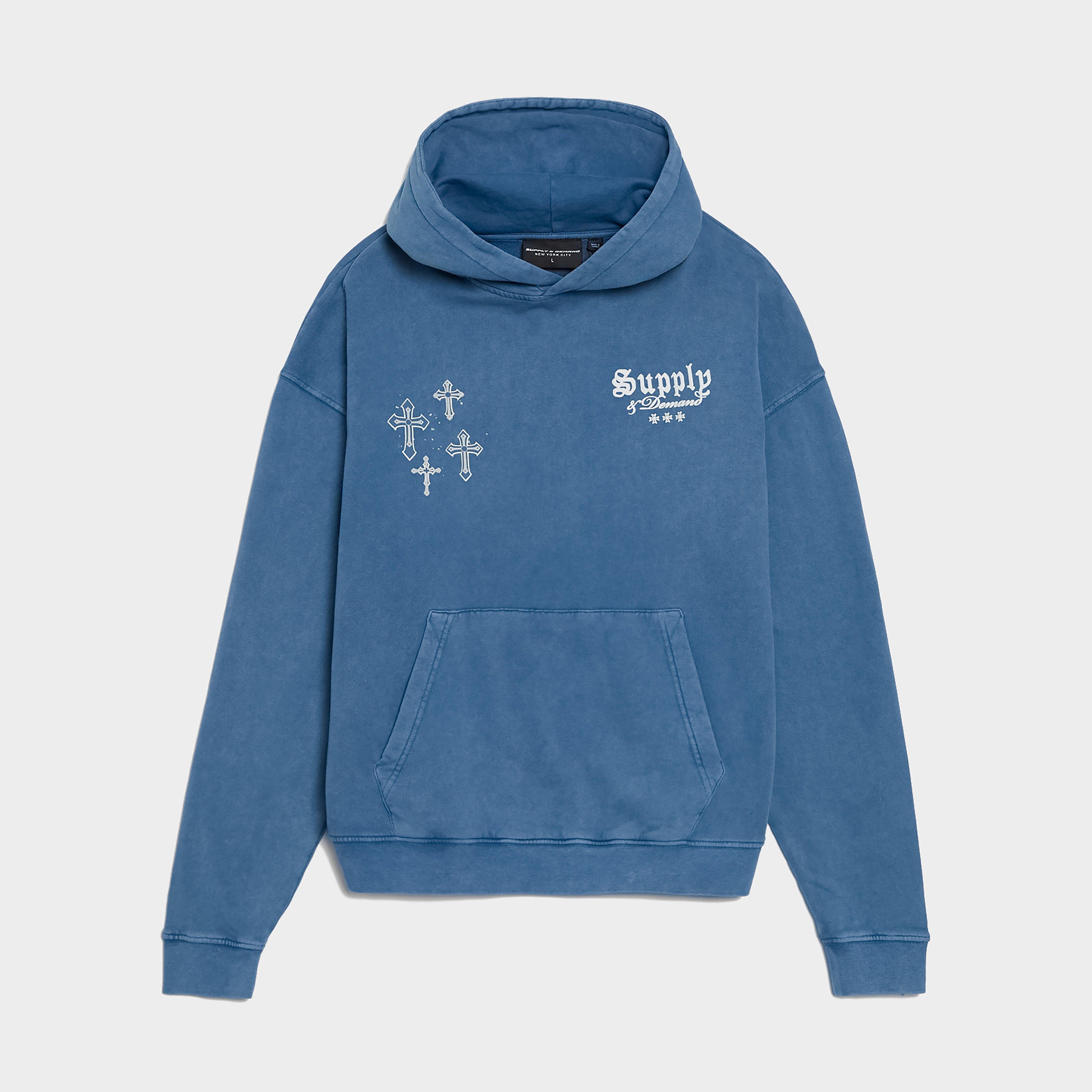 Pánska mikina SUPPLY&DEMAND MIKINA S KAPUCŇOU   CROSSES HD BLU-CPBL