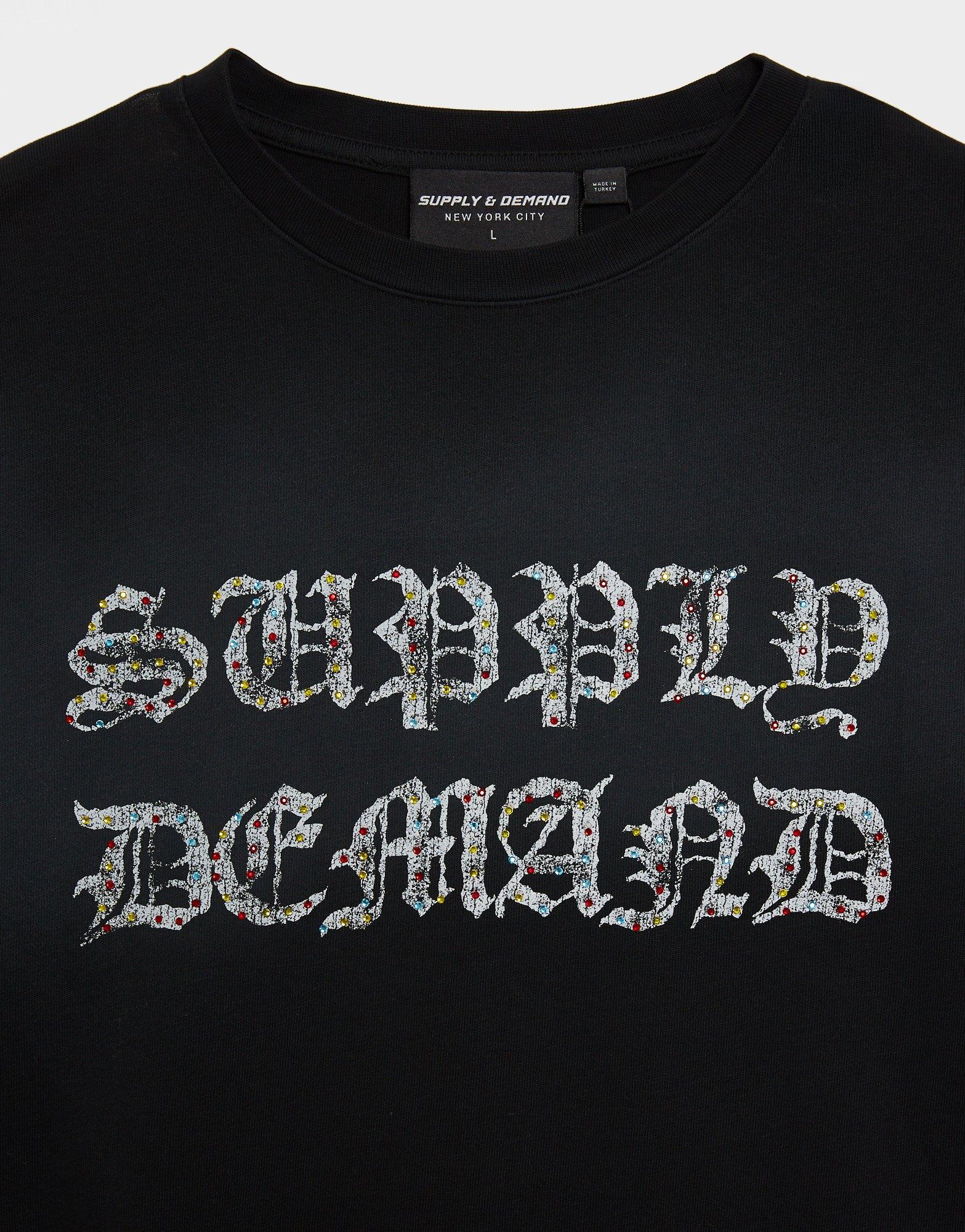 Férfi póló SUPPLY&DEMAND PÓLÓ GLITTER TEE BLK-BLK SUPTM18431007 Fekete
