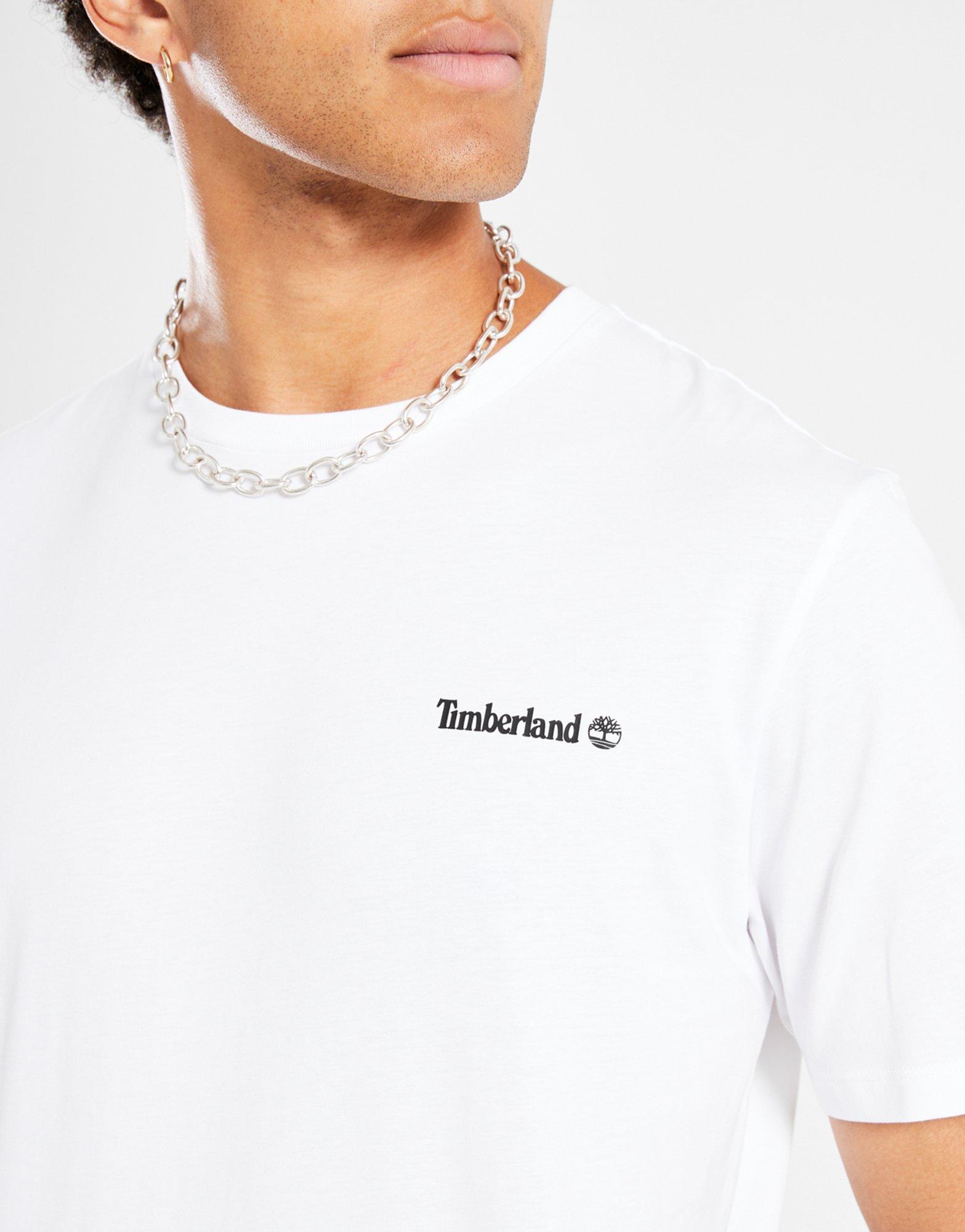 Koszulka, t-shirt męski TIMBERLAND T-SHIRT SMALL LOGO PRINT TEE TB0A5QQT1001 Biały