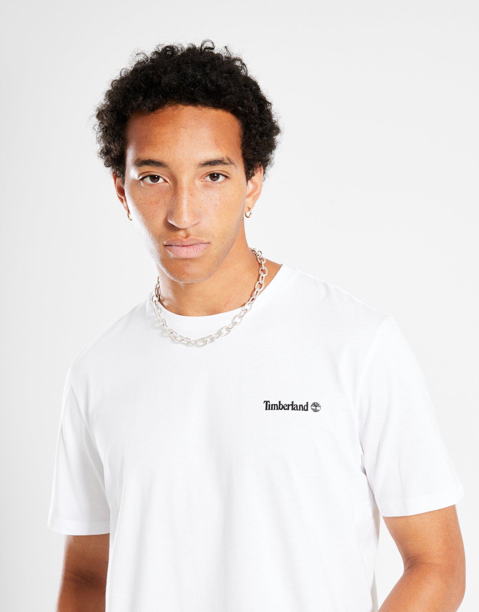 Koszulka, t-shirt męski TIMBERLAND T-SHIRT SMALL LOGO PRINT TEE TB0A5QQT1001 Biały