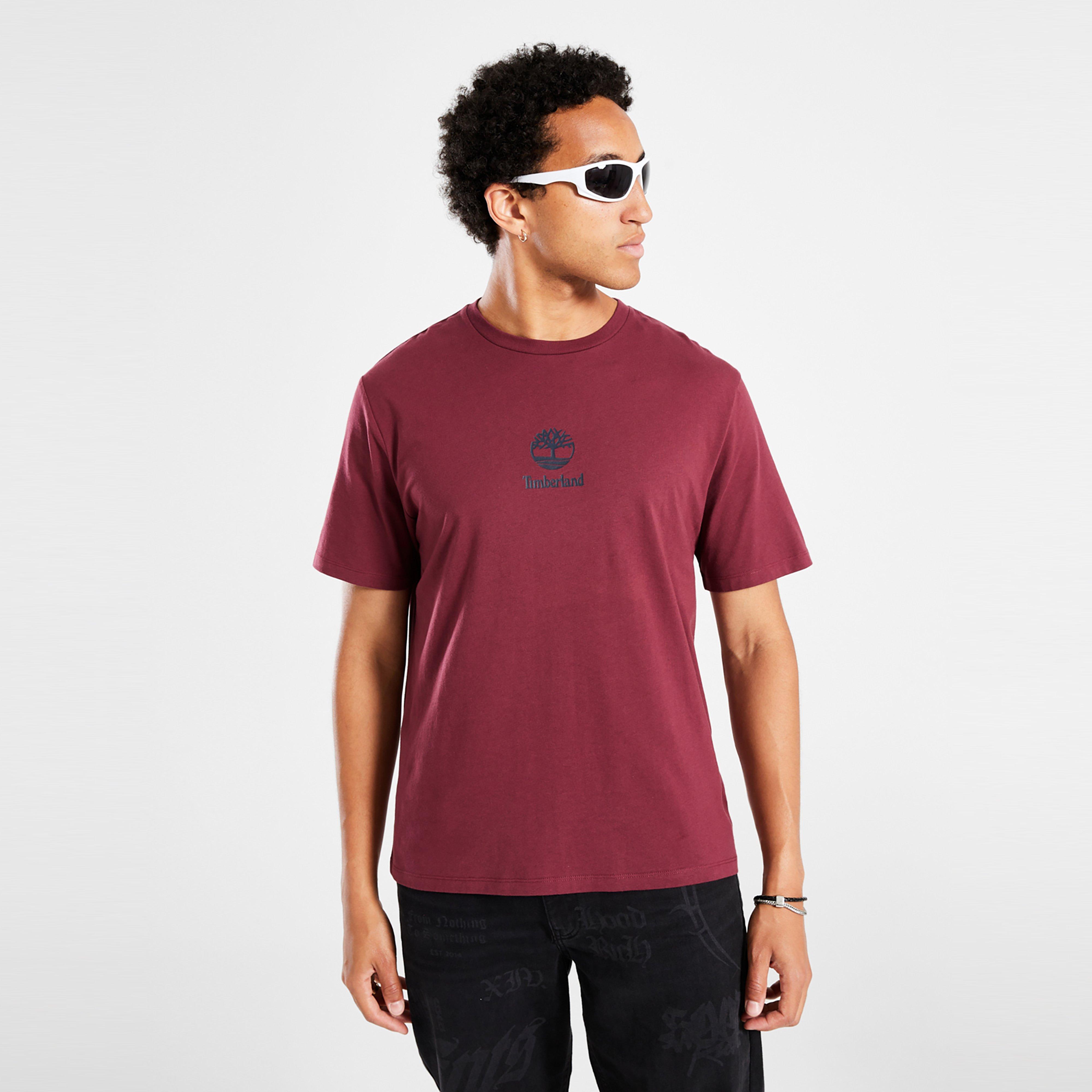 Férfi póló TIMBERLAND PÓLÓ NEW SMALL LOGO PRINT SS TEE BURGUNDY