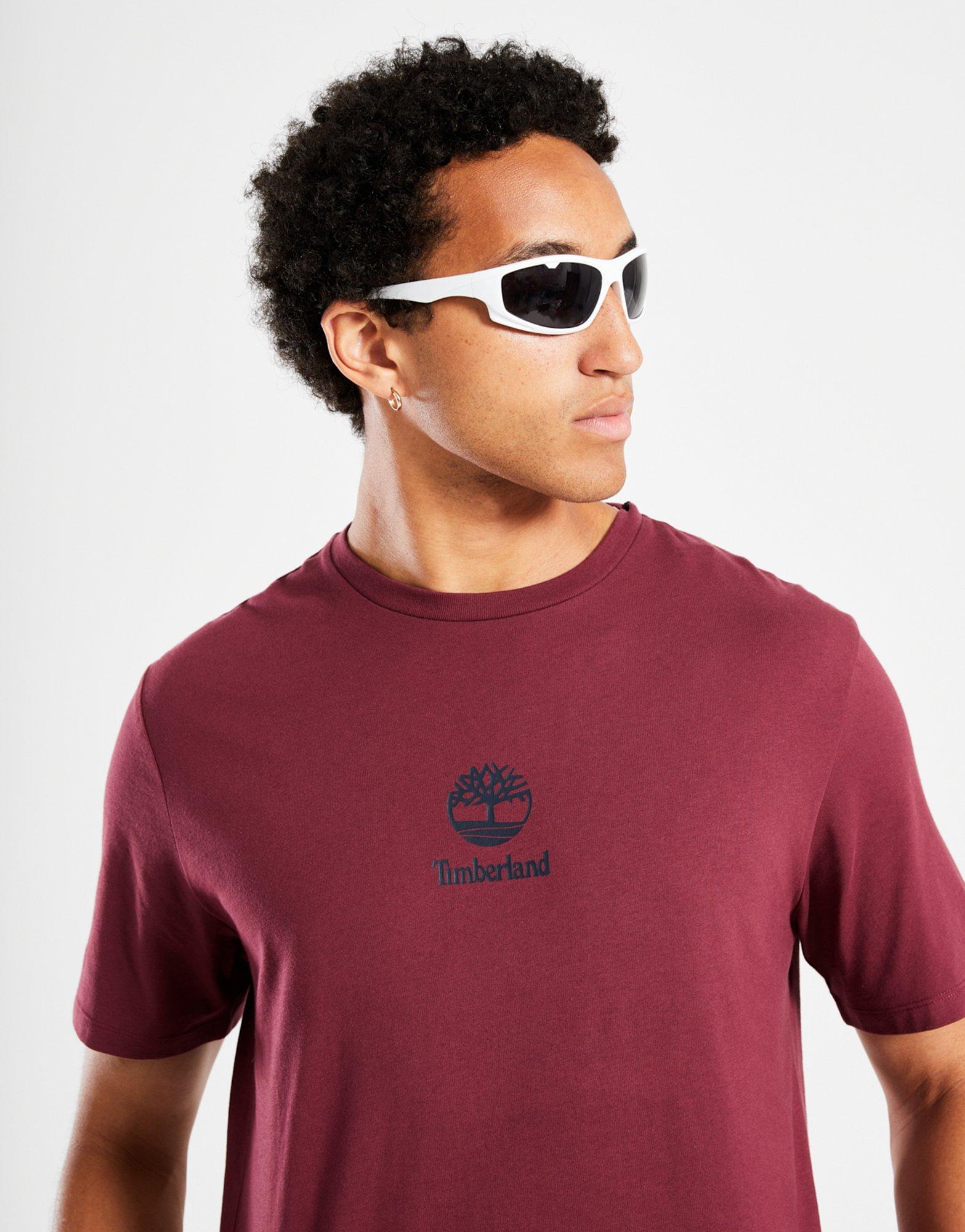 Férfi póló TIMBERLAND PÓLÓ NEW SMALL LOGO PRINT SS TEE BURGUNDY TB0A6WWT6481 Lila
