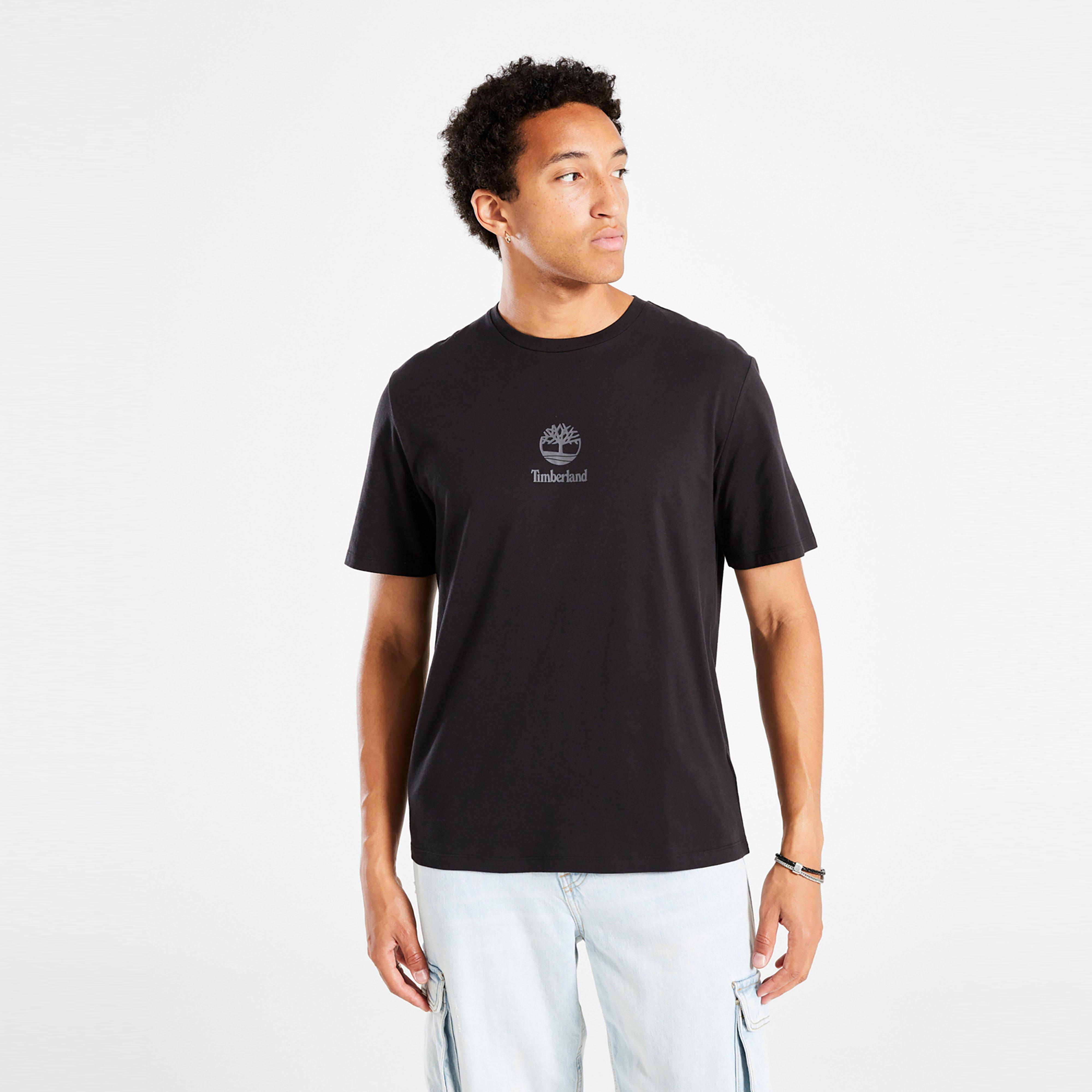 Férfi póló TIMBERLAND PÓLÓ NEW SMALL LOGO PRINT SS TEE BLACK PAVEMENT