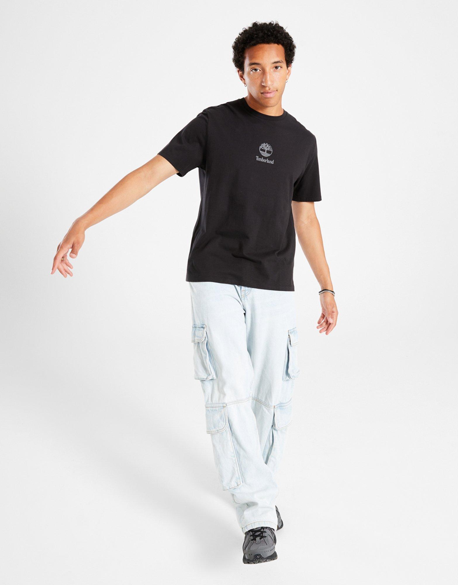 Férfi póló TIMBERLAND PÓLÓ NEW SMALL LOGO PRINT SS TEE BLACK PAVEMENT TB0A6WWTX651 Fekete