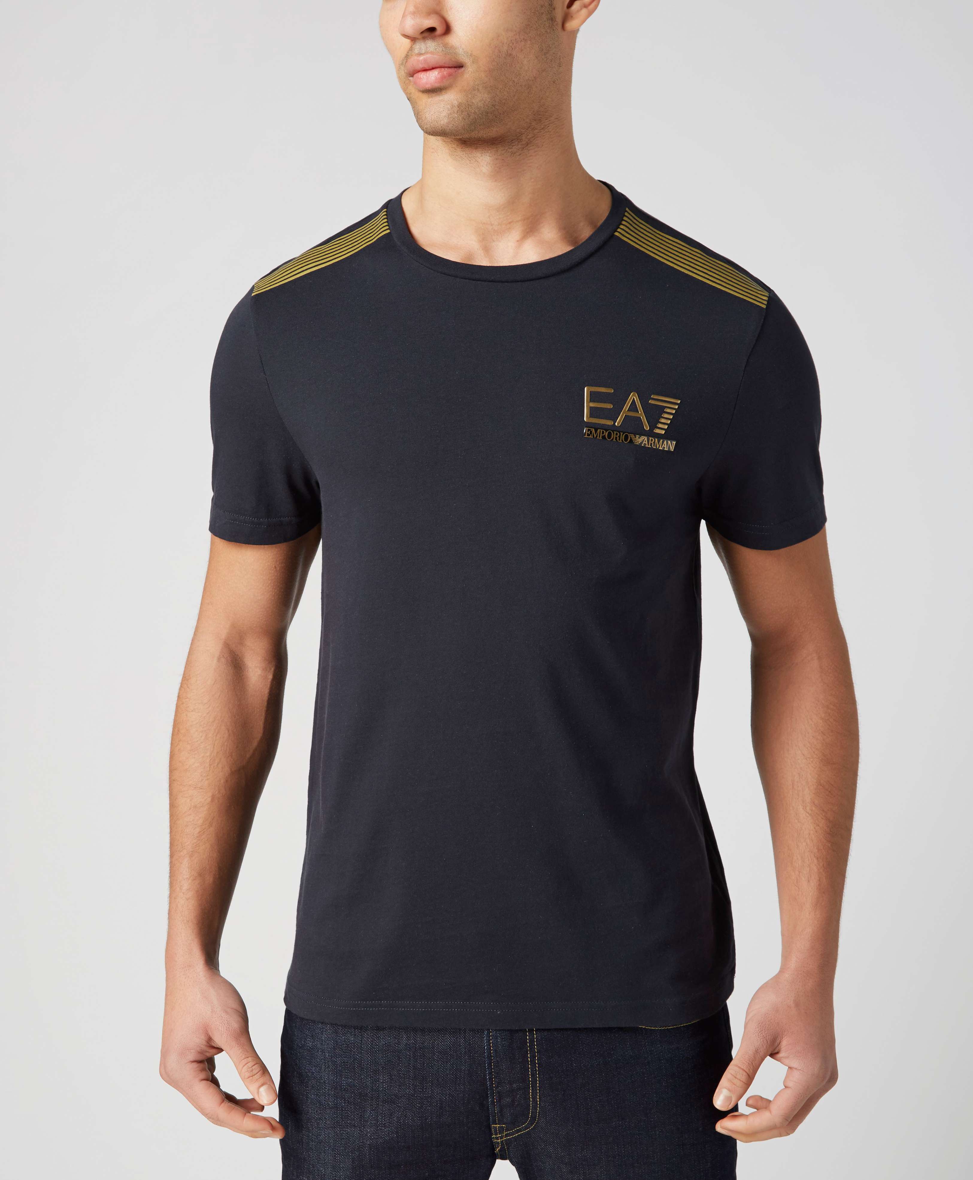 ea7 black and gold t shirt